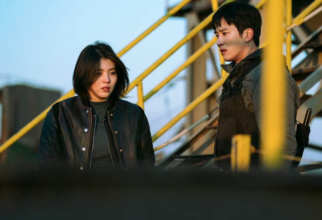 Han (left) and Ahn Bo-hyun in a scene from My Name.