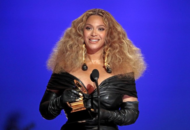 Beyoncé with her award at the 63rd Annual Grammy Awards on March 14, 2021, in Los Angeles. Photo: Los Angeles Times/TNS