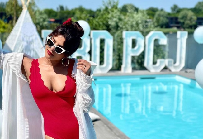 Priyanka Chopra also has a large outdoor pool in her West London property. Photo: @priyankachopra/Instagram