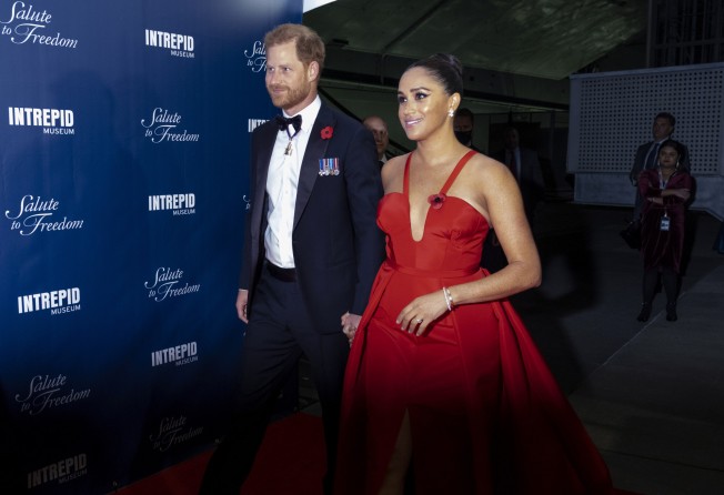 Prince Harry and Meghan Markle, Duke and Duchess of Sussex, arrive at the Intrepid Sea, Air and Space Museum for the Salute to Freedom Gala on November 10, in New York. Photo: AP 