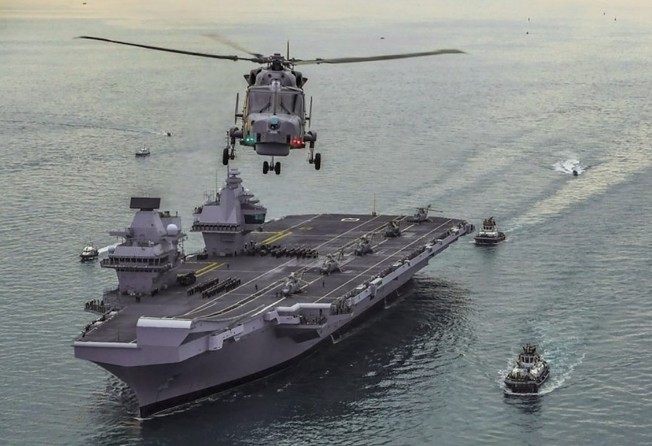 Britain’s HMS Queen Elizabeth and its Carrier Strike Group sailed through the South China Sea in July 2021. Photo: Twitter