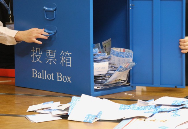 A ballot box for the Legislative Council by-election in 2018. Photo: Felix Wong