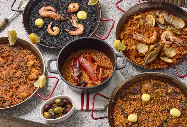 The wealth of paellas on offer at Majo. Photo: Handout