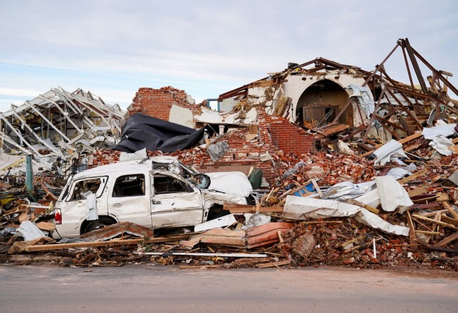 Some of the damage in the town of Mayfield, Kentucky, after a devastating outbreak of tornadoes ripped through several US states. Photo: Reuters