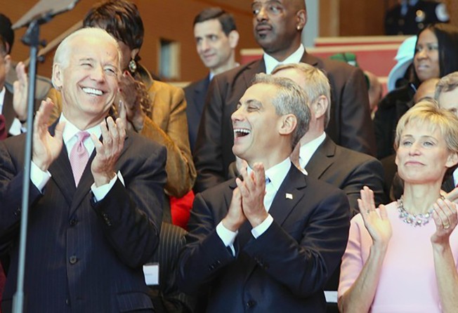 US President Joe Biden and Rahm Emanuel are pictured together in 2019. Photo: TNS