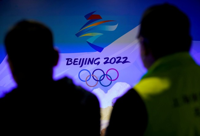 The logo for the Beijing 2022 Winter Olympics on show at the Shanghai Sports Museum. Photo: Reuters
