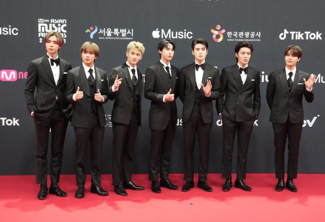 K-pop group NCT 127 at the 2021 Mnet Asian Music Awards, or MAMA, in Paju, South Korea, on December 11. Photo: AP