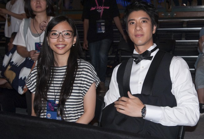 Lee Jinglei pictured with Wang Leehom at a concert in Taipei in 2015. Photo: Getty Images