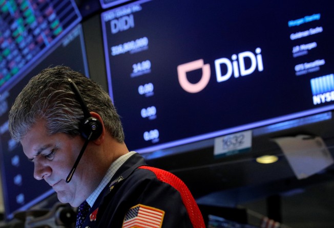 A trader works during the IPO for Chinese ride-hailing company Didi Global Inc on the New York Stock Exchange floor on June 30. Photo: Reuters
