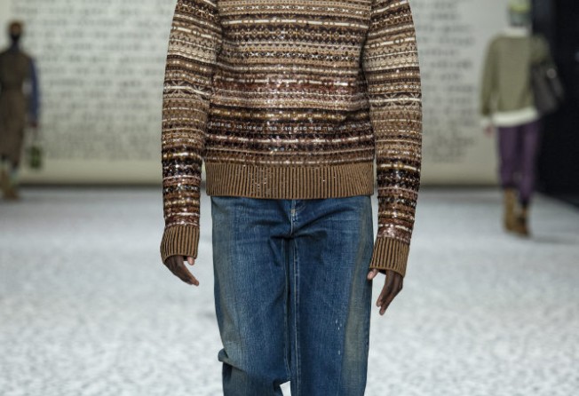 The Dior Men collection features retro touches such as Fair Isle jumpers and distressed denim. Photo: Yannis Vlamos