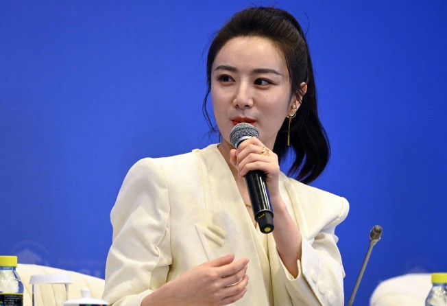 This photo taken on April 20, 2021 shows e-commerce live-streamer Huang Wei, also known as Viya, speaking during the Boao Forum for Asia (BFA) in Boao, in south China’s Hainan province. Photo: CNS/AFP