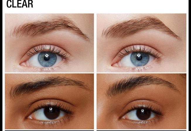 A before and after with the Maybelline New York Brow Fast Sculpt Gel Brow Mascara.