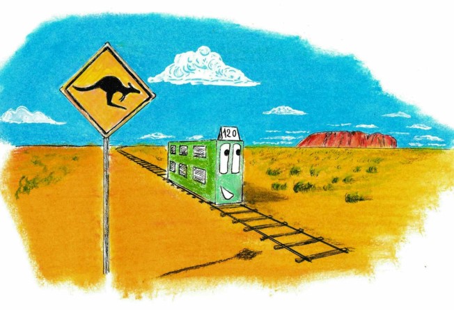 A Hong Kong tram crosses the Australian Outback in Nowak’s forthcoming book. Picture: Olivier Nowak