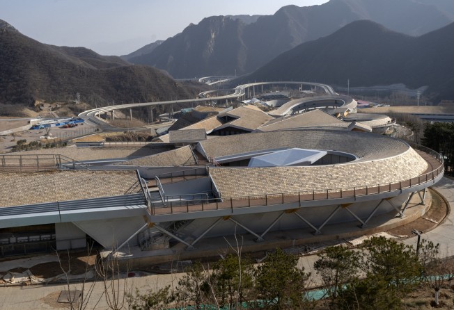 The Yanqing National Sliding Centre is seen during a media tour in Yanqing on the outskirts of Beijing, on February 5, 2021. The venue will host bobsleigh, luge and skeleton competition during the 2022 Beijing Winter Olympics. Photo: AP