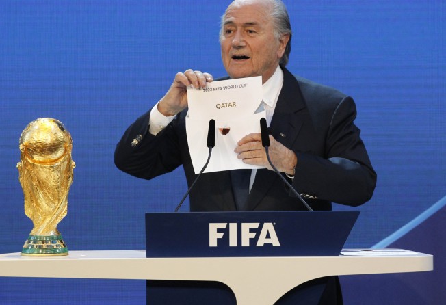 Former Fifa president Joseph Blatter announces Qatar as the host of the 2022 World Cup at a ceremony in Zurich on December 2, 2010. Photo: AP
