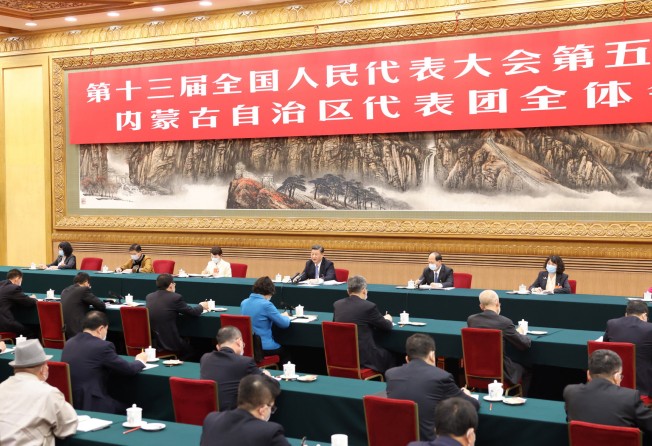 President Xi Jinping addresses deputies from the Inner Mongolia autonomous region on Saturday. Photo: Xinhua