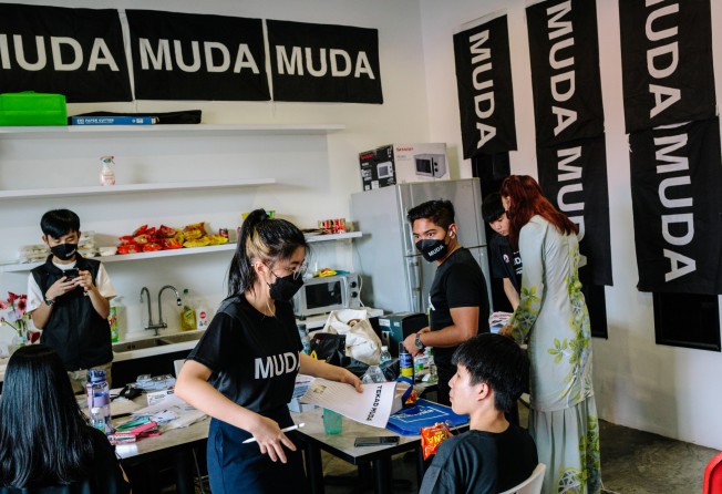 Young volunteers working on the campaign for the Malaysian United Democratic Alliance (MUDA). Photo: Bloomberg