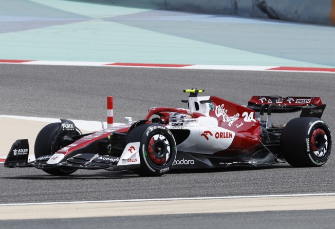 Zhou Guanyu in his Alfa Romeo Racing car during testing in Bahrain. Photo: Reuters