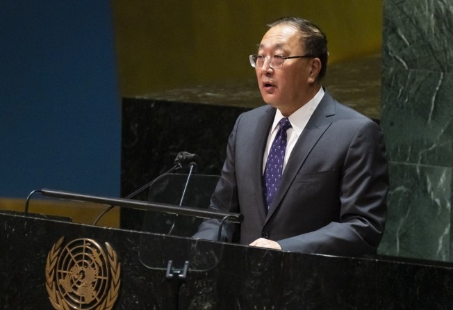 China’s Ambassador to the UN, Zhang Jun, addresses a General Assembly meeting on Russia’s invasion of Ukraine, in New York, US, on March 24. Photo: EPA-EFE