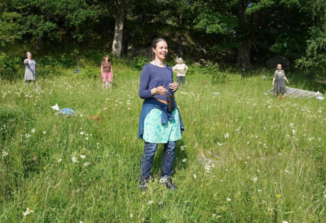 Kulning tutor Karin Lindstrom leads a class in the countryside of Gnesta, Sweden. Photo: AFP