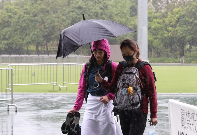 Priscilla Cheung (left) with Chow Kwan-wing (right) after the race. Photo: Shirley Chui