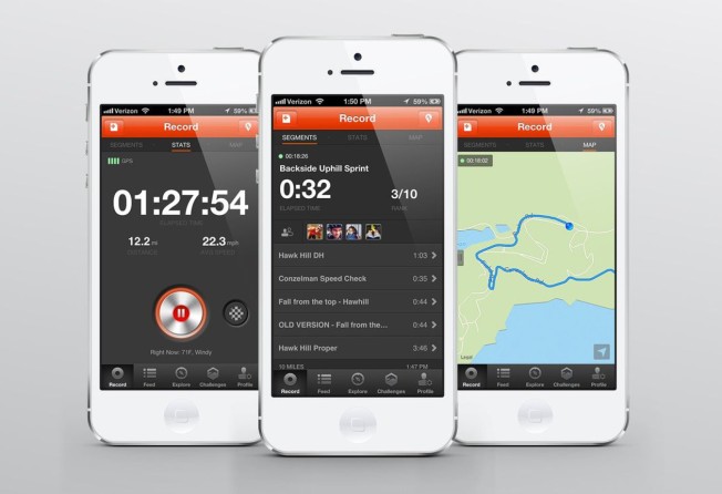 The Strava app allows users to record, share and analyse their workouts. Photo: Handout