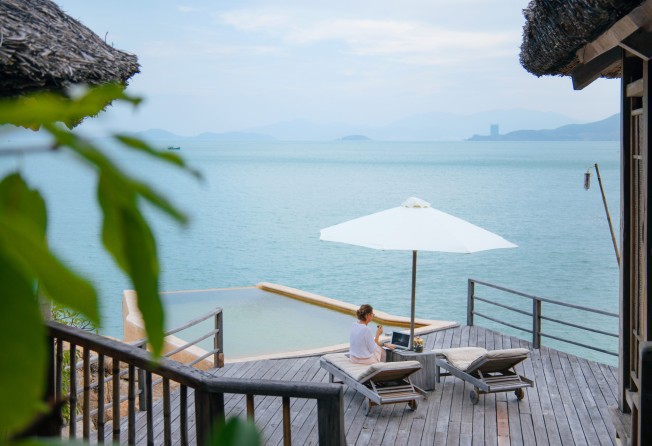 Remote work has quickly become the norm at luxury resorts, such as Six Senses Ninh Van Bay. Photo: Six Senses