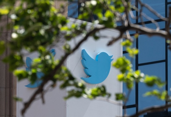The Twitter logo is seen at the company’s headquarters in downtown San Francisco in April. Photo: AFP
