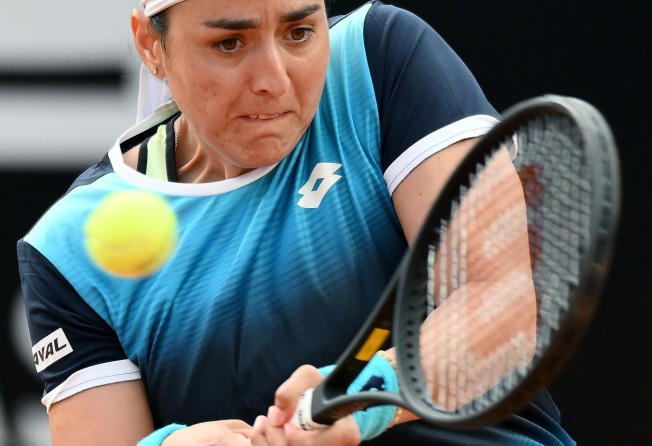 Ons Jabeur of Tunisia in action during her women’s singles match against Sorana Cirstea of Romania at the Italian Open tennis tournament in Rome. EPA-EFE