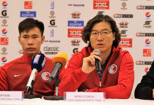 Former Hong Kong coach Kim Pan-gon (right) will be a familiar face to his counterpart. Photo: HKFA