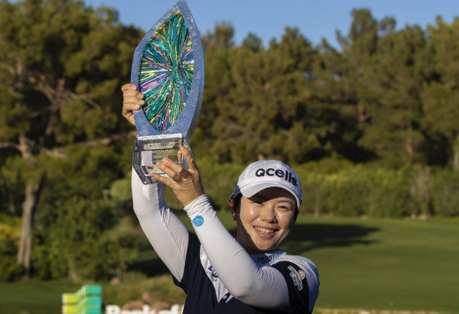 Eun-Hee Ji celebrates after winning the LPGA Bank of Hope Match-Play. Photo: AP