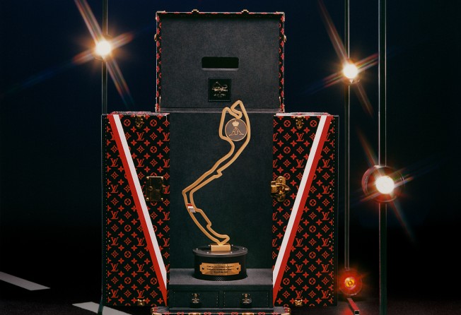 The travel case created by Louis Vuitton to hold the Monaco Grand Prix trophy.
