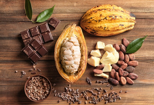 Cacao pods contain beans that are processed into nibs and cacao or cocoa fat, used to make chocolate. Photo: Shutterstock