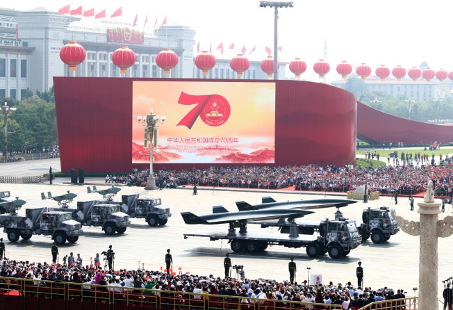 A formation of unmanned combat armaments are displayed during a military parade marking the 70th anniversary of the founding of the People’s Republic of China in Beijing on October 1, 2019. Photo: Xinhua