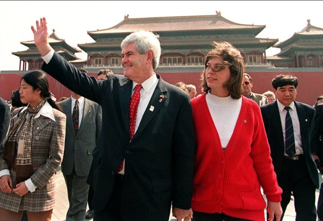 Gingrich pictured in Beijing before he travelled to Taiwan via Japan. Photo: AFP