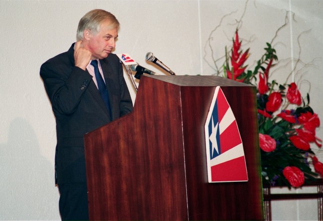 Then governor Chris Patten made a plea for the US to grant China permanent Most Favoured Nation trading status while addressing an American Chamber of Commerce lunch in Hong Kong in 1993. Photo: SCMP