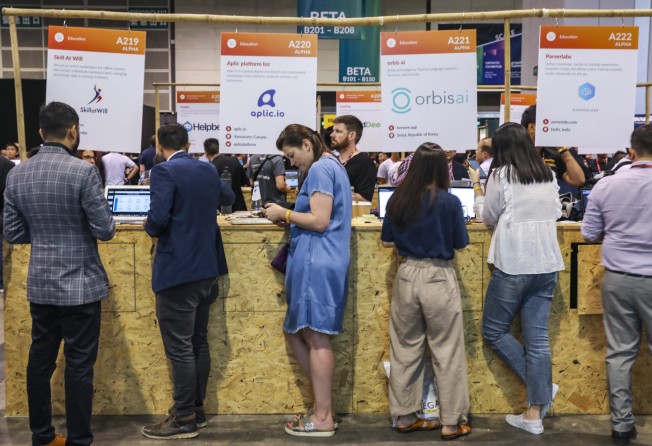 Exhibitors at the annual RISE Conference in 2019 in Wan Chai. Photo: K. Y. Cheng