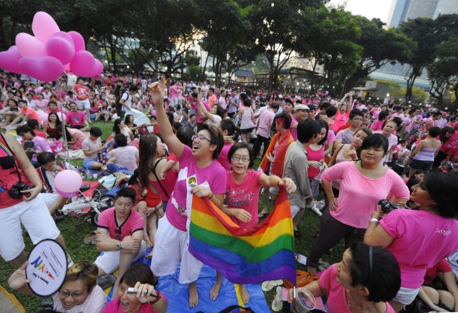 People at Singapore’s Pink Dot pride rally in 2013. Photo: AP