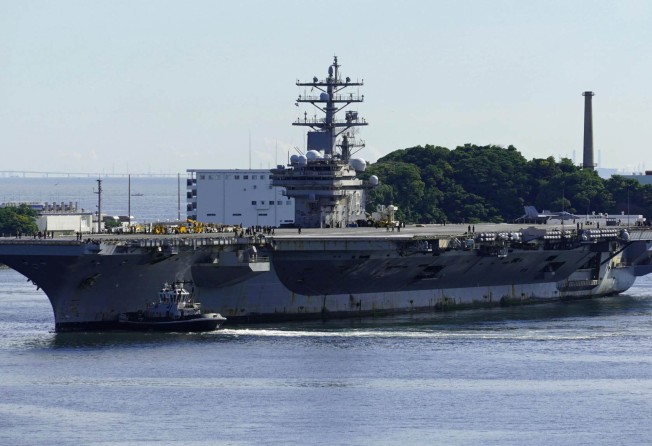 The US nuclear-powered aircraft carrier Ronald Reagan returns to base in Yokosuka, eastern Japan in August 2022 after being deployed to monitor China’s military activities around Taiwan. Photo: Kyodo
