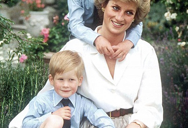 Diana, Princess of Wales with her sons Prince William and Prince Harry at Highgrove, in 1988. Photo: Handout