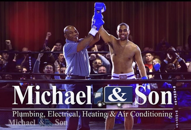 Mike Tyson’s Super Bowl commercial with his son Amir, in 2016. Photo: Michael & Son Services