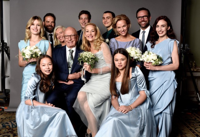 Jerry Hall posted this family photo soon after her wedding with Rupert Murdoch. Photo: @JerryHall_/Twitter