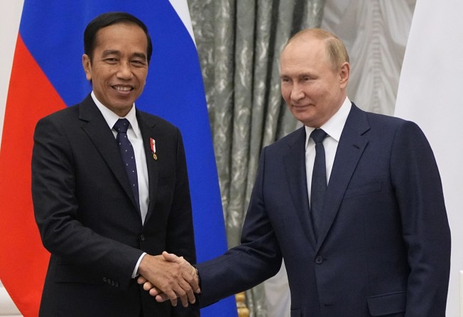 Russian President Vladimir Putin with Indonesian President Joko Widodo in Moscow in June. Photo: AP