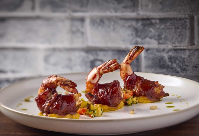 Bacon wrapped prawns. Photo: The Butchers Club Grille