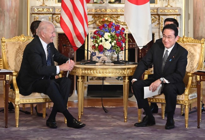 US President Joe Biden (left) and Japanese Prime Minister Fumio Kishida meet in Tokyo on May 23. Photo: Bloomberg