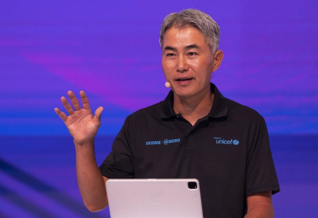 Henry Chang, chief executive officer of Wemade, speaks during the TOKEN2049 in Singapore on Sept. 28, 2022. Photo: Bloomberg