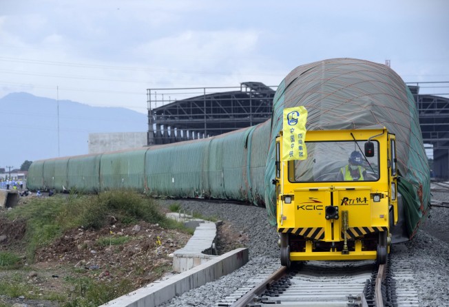 A high-speed passenger train at a construction site of the main depot for the Jakarta-Bandung Fast Railway in Bandung, West Java, Indonesia. Photo: AP/file