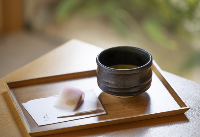 Japanese tea and a traditional sweet as part of a traditional Japanese teamaking ceremony at the Four Seasons Kyoto. Photo: Four Seasons Hotel Kyoto