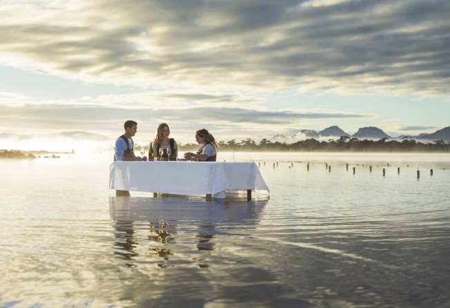 Oysters are served at the Freycinet Marine Farm in Tasmania’s Freycinet National Park. Photo: Saffire Resort