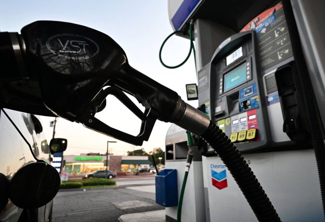A pump nozzle is seen at a petrol station in Los Angeles, California, on October 5. Photo: AFP
